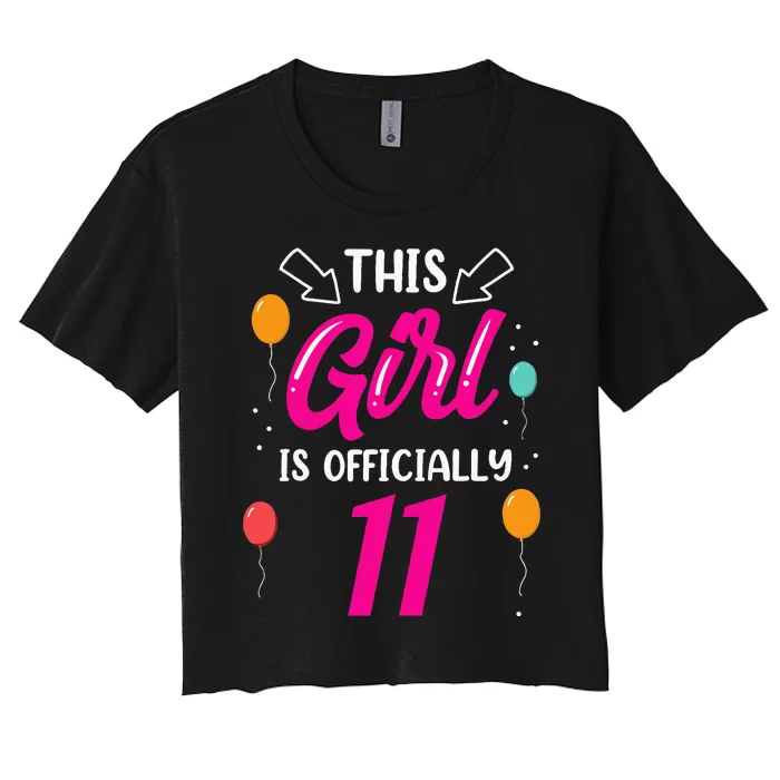 This Girl Is 11 Years Old Age Girls Birthday Women's Crop Top Tee