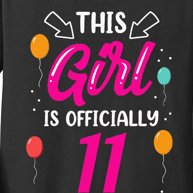 This Girl Is 11 Years Old Age Girls Birthday Kids Long Sleeve Shirt