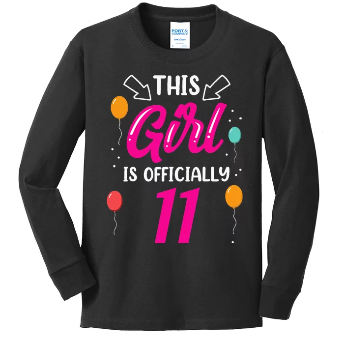 This Girl Is 11 Years Old Age Girls Birthday Kids Long Sleeve Shirt