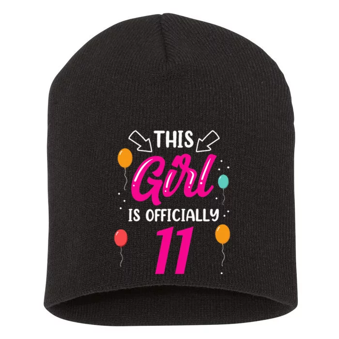 This Girl Is 11 Years Old Age Girls Birthday Short Acrylic Beanie