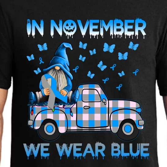 Truck Gnomes In November We Wear Blue Diabetes Awareness Meaningful Gift Pajama Set