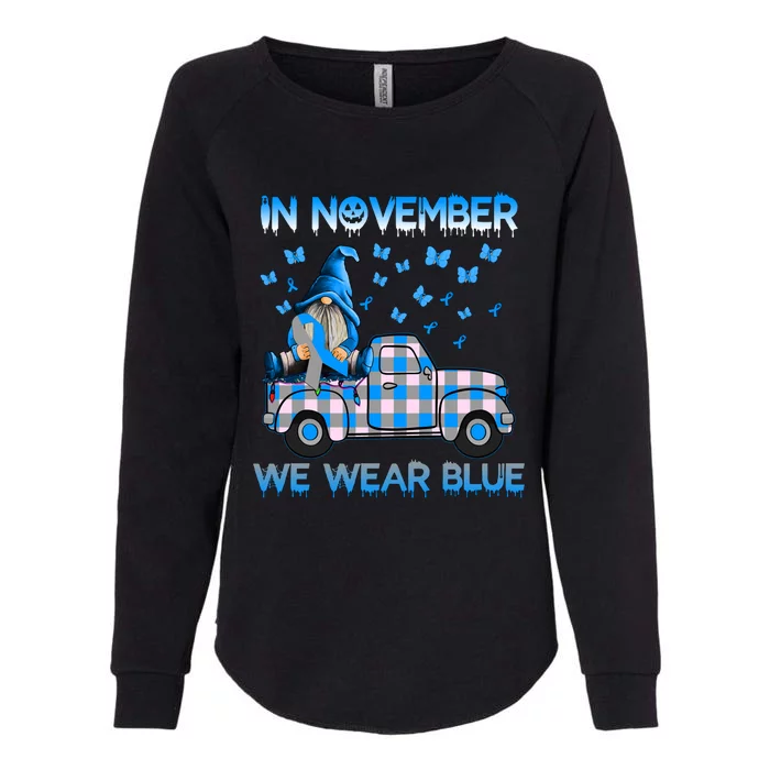 Truck Gnomes In November We Wear Blue Diabetes Awareness Meaningful Gift Womens California Wash Sweatshirt