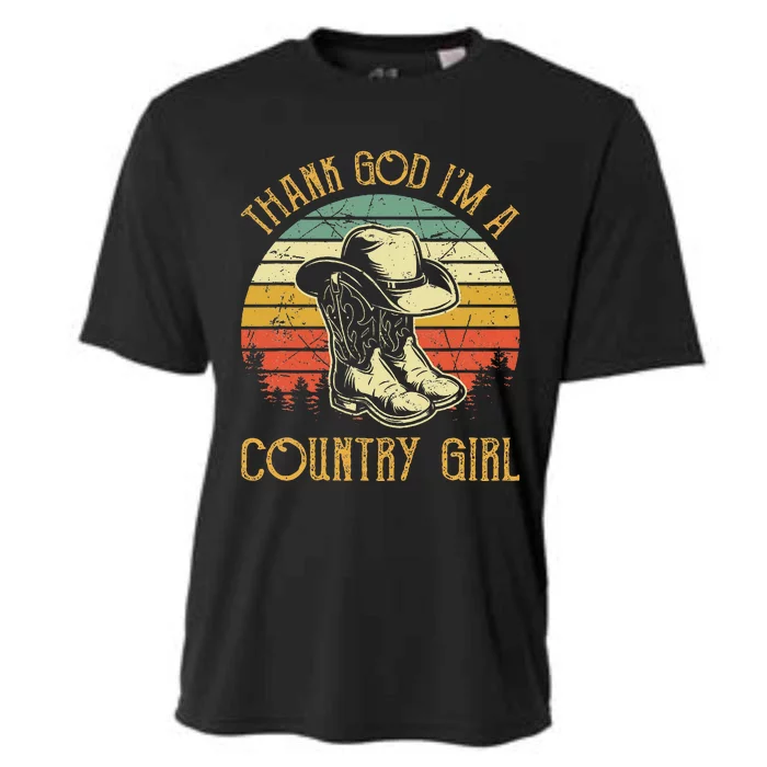 Thank God IM A Country Music Girl Cowgirl Western Cooling Performance Crew T-Shirt