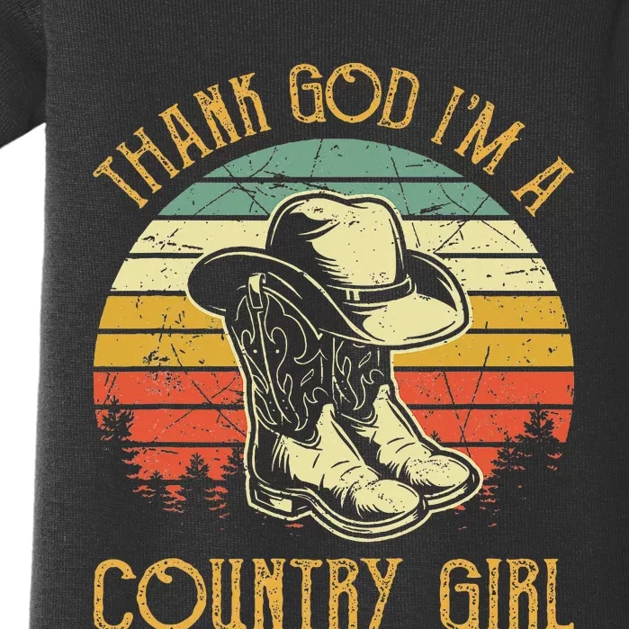 Thank God IM A Country Music Girl Cowgirl Western Baby Bodysuit