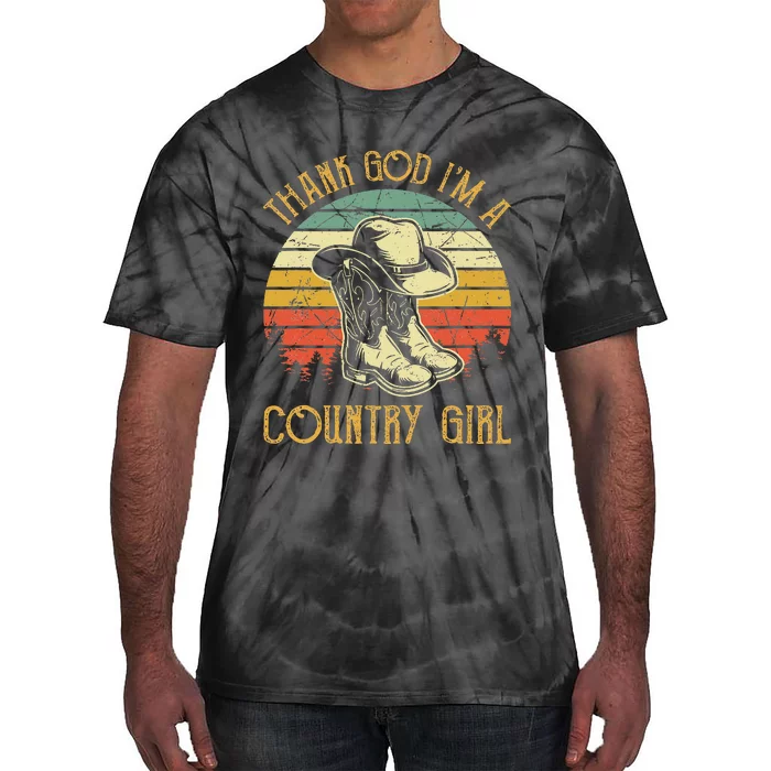 Thank God IM A Country Music Girl Cowgirl Western Tie-Dye T-Shirt