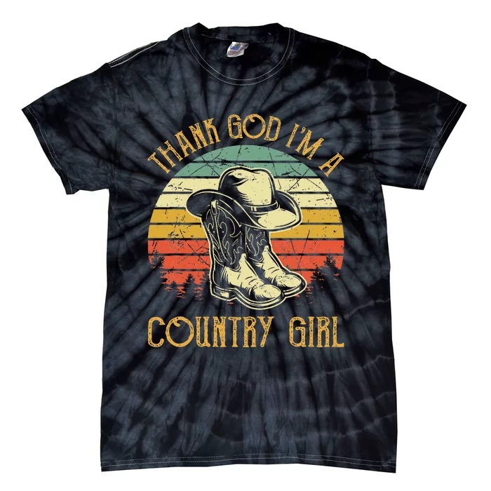 Thank God IM A Country Music Girl Cowgirl Western Tie-Dye T-Shirt