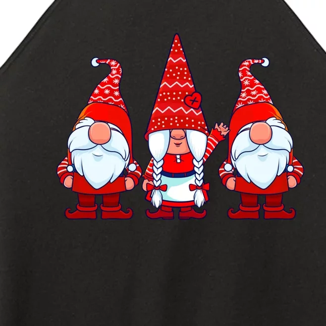 Three Gnomes In Red Costume Christmas Cute Holiday Xmas Gift Women’s Perfect Tri Rocker Tank