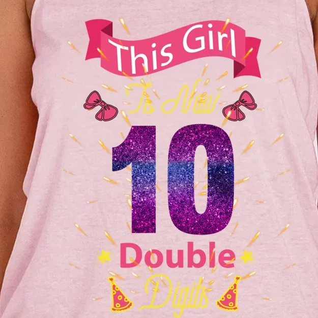 This Girl Is Now 10 Double Digit Cool Gift Women's Knotted Racerback Tank