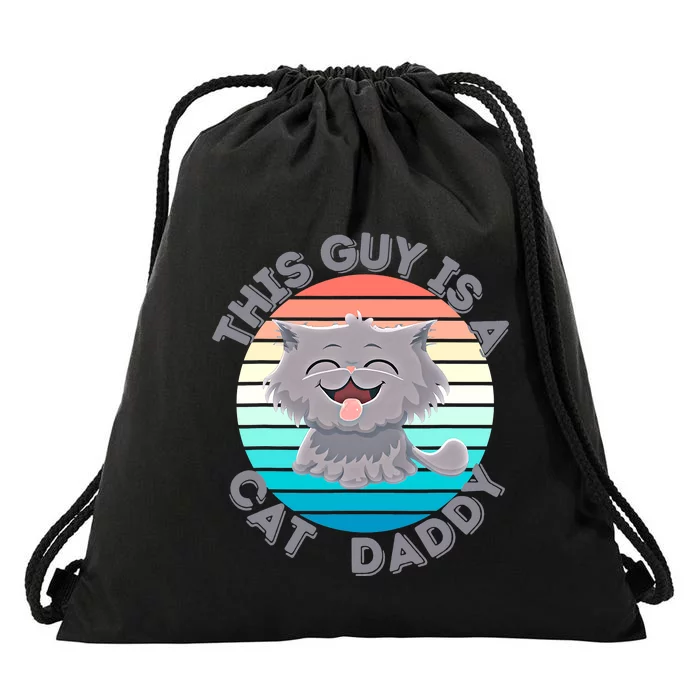 This Guy Is A Cat Dad Vintage Funny Drawstring Bag