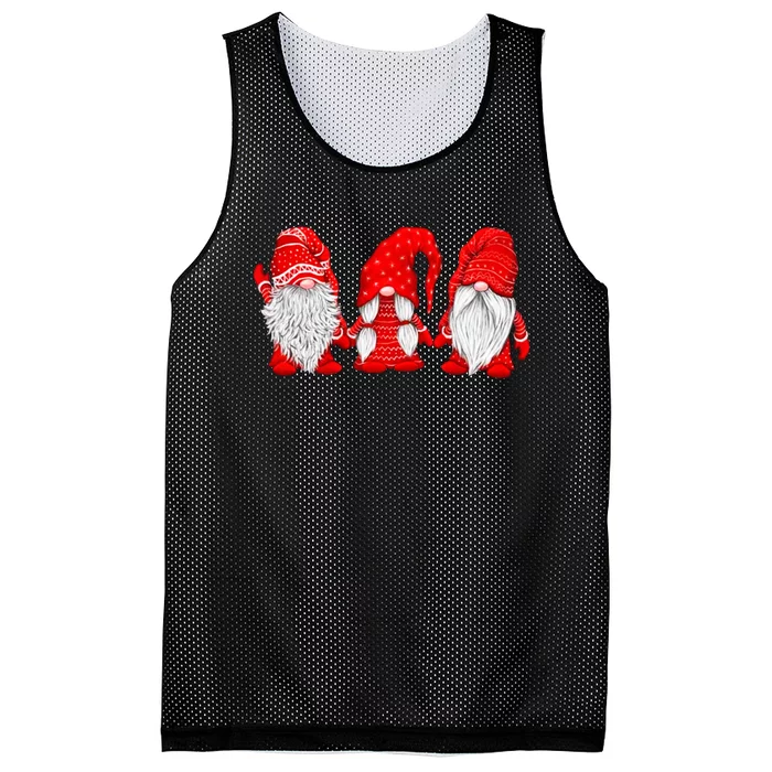 Three Gnomes In Red Costume Christmas Mesh Reversible Basketball Jersey Tank