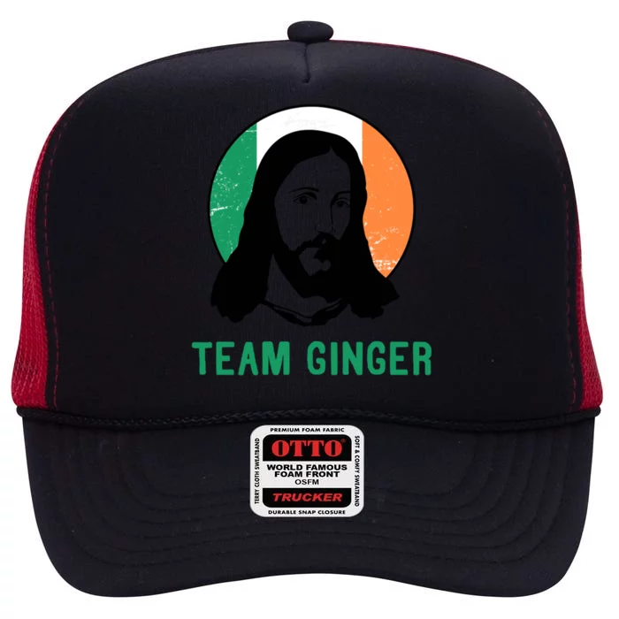 Team Ginger Ireland Flag Jesus St Patricks Day Gift High Crown Mesh Trucker Hat