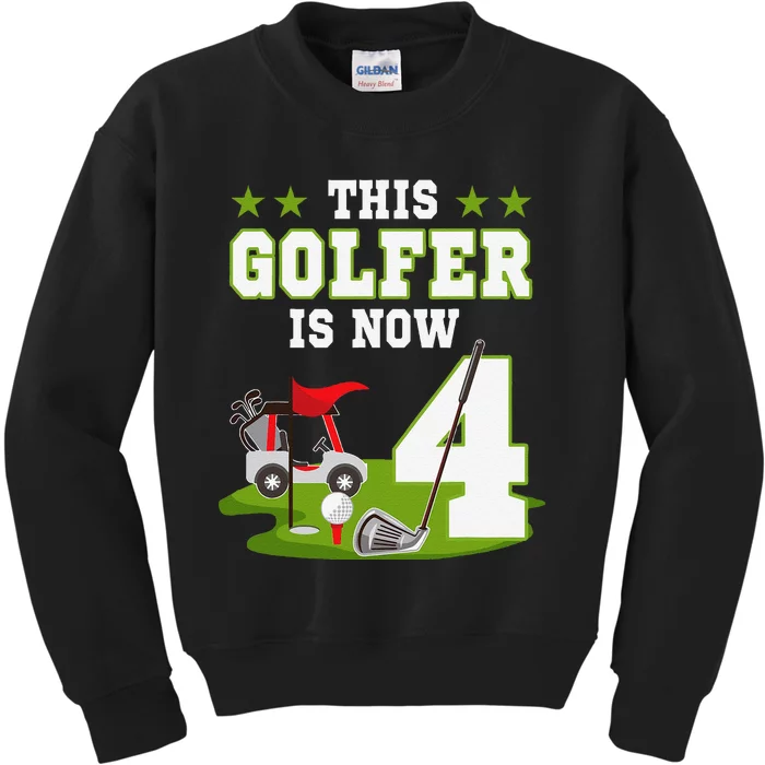 This Golfer Is Now 4 Year Old Birthday 4rd Golf Party Kids Sweatshirt