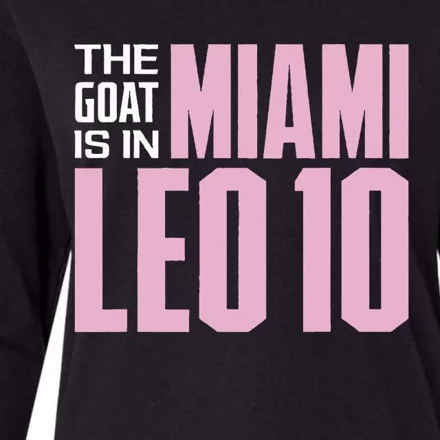 The GOAT Is In Miami Leo 10 Womens Cotton Relaxed Long Sleeve T-Shirt