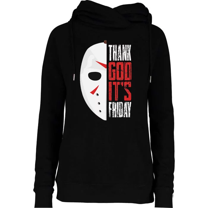 Thank God Its Friday Halloween Horror Scary Movies Womens Funnel Neck Pullover Hood