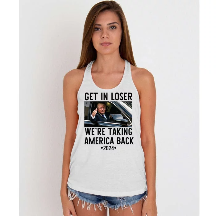 Trump Get In Loser WeRe Taking America Back 2024 Women's Knotted Racerback Tank