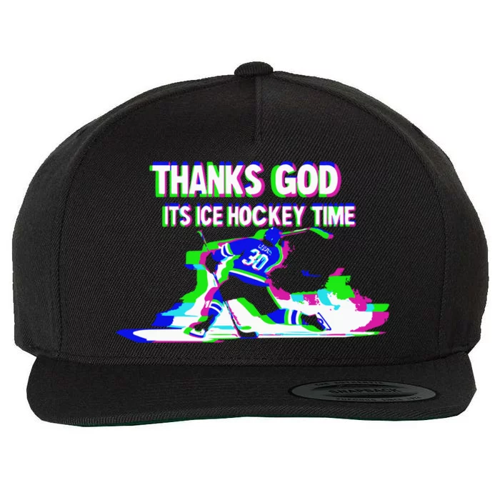 Thanks God Its Ice Hockey Time Gift Wool Snapback Cap