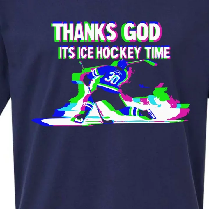 Thanks God Its Ice Hockey Time Gift Sueded Cloud Jersey T-Shirt