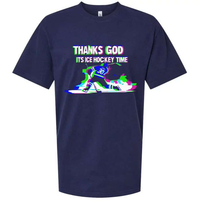 Thanks God Its Ice Hockey Time Gift Sueded Cloud Jersey T-Shirt