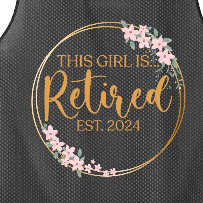 This Girl Is Retired Est. 2024 Gift Floral Retirement Mesh Reversible Basketball Jersey Tank