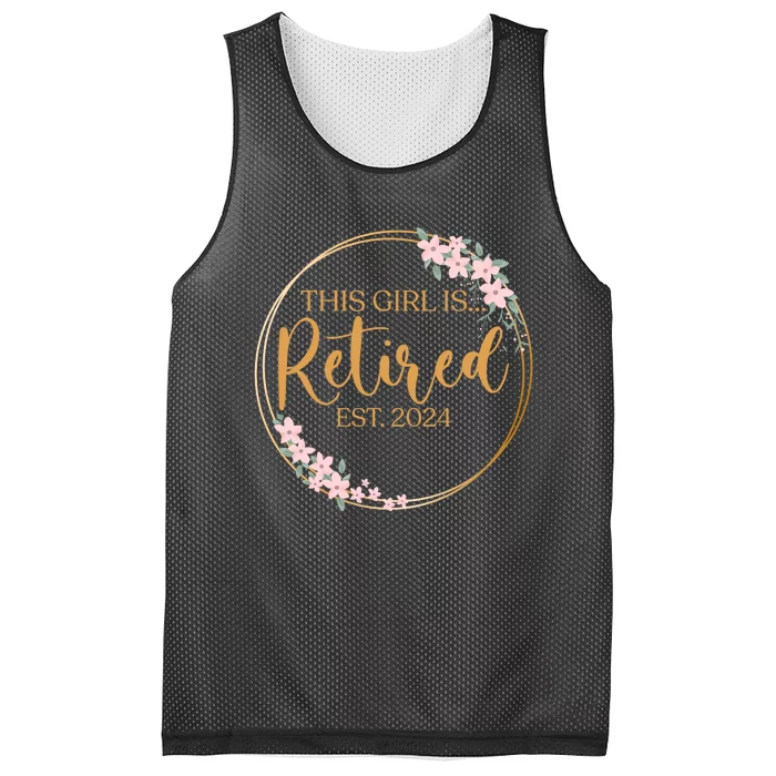 This Girl Is Retired Est. 2024 Gift Floral Retirement Mesh Reversible Basketball Jersey Tank