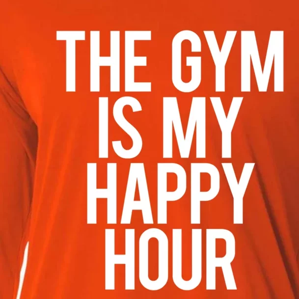 The Gym Is My Happy Hour Funny Weightlifting Workout Gift Cooling Performance Long Sleeve Crew