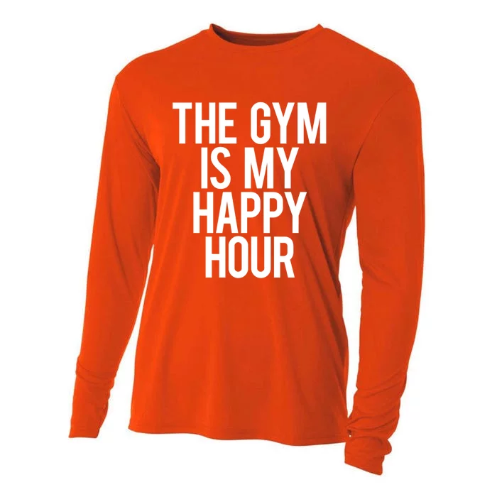 The Gym Is My Happy Hour Funny Weightlifting Workout Gift Cooling Performance Long Sleeve Crew