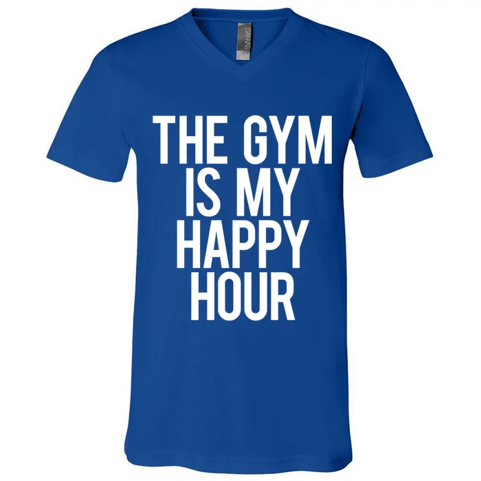 The Gym Is My Happy Hour Funny Weightlifting Workout Gift V-Neck T-Shirt