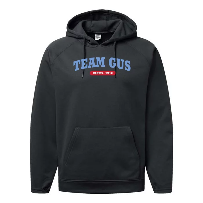 Team Gus Im Voting For Gus Walz Dad Performance Fleece Hoodie