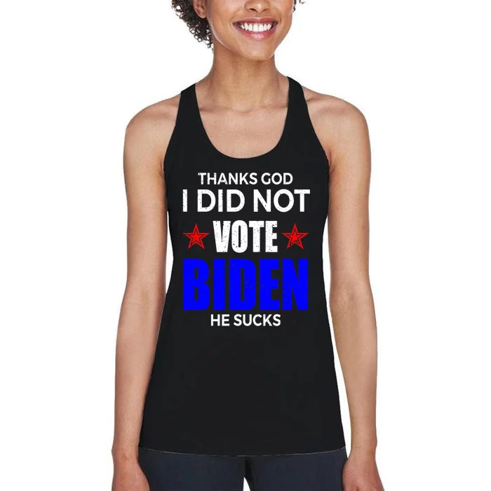 Thanks God I Did Not Vote Biden He Sucks Impeach 46 Women's Racerback Tank