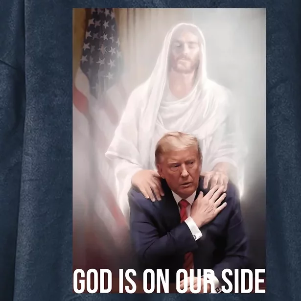 Trump God Is On Our Side Jesus Hooded Wearable Blanket