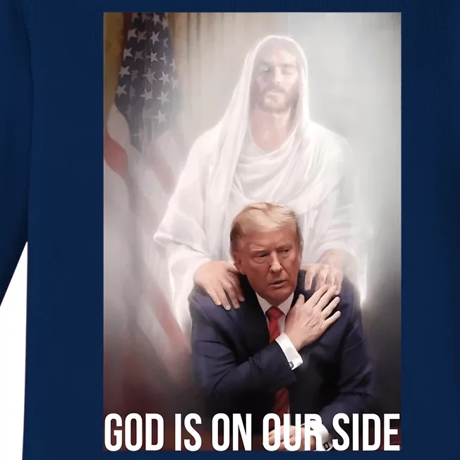 Trump God Is On Our Side Jesus Baby Long Sleeve Bodysuit