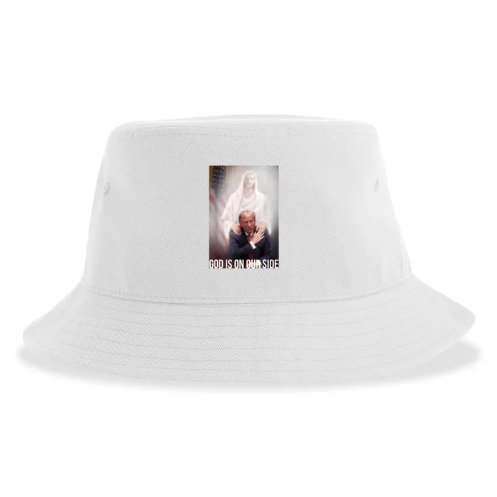 Trump God Is On Our Side Jesus Sustainable Bucket Hat