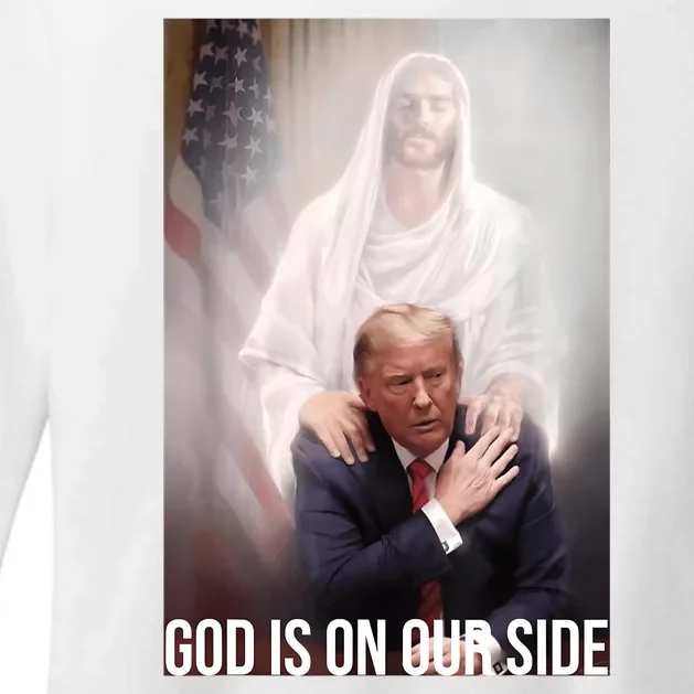 Trump God Is On Our Side Jesus Womens CVC Long Sleeve Shirt