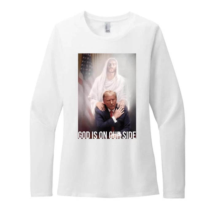 Trump God Is On Our Side Jesus Womens CVC Long Sleeve Shirt