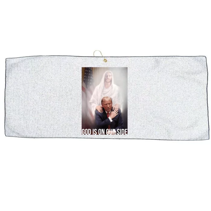 Trump God Is On Our Side Jesus Large Microfiber Waffle Golf Towel