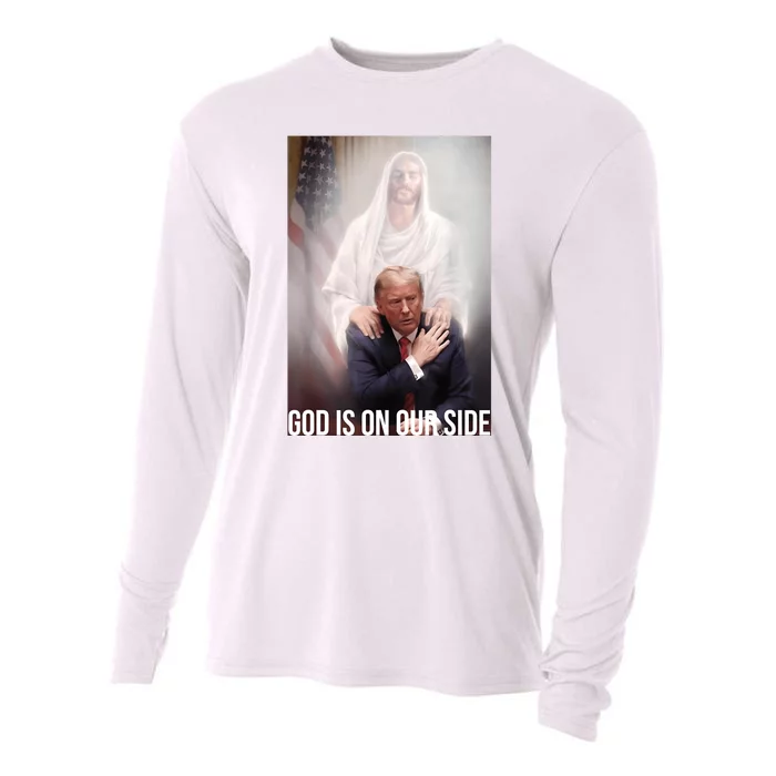 Trump God Is On Our Side Jesus Cooling Performance Long Sleeve Crew