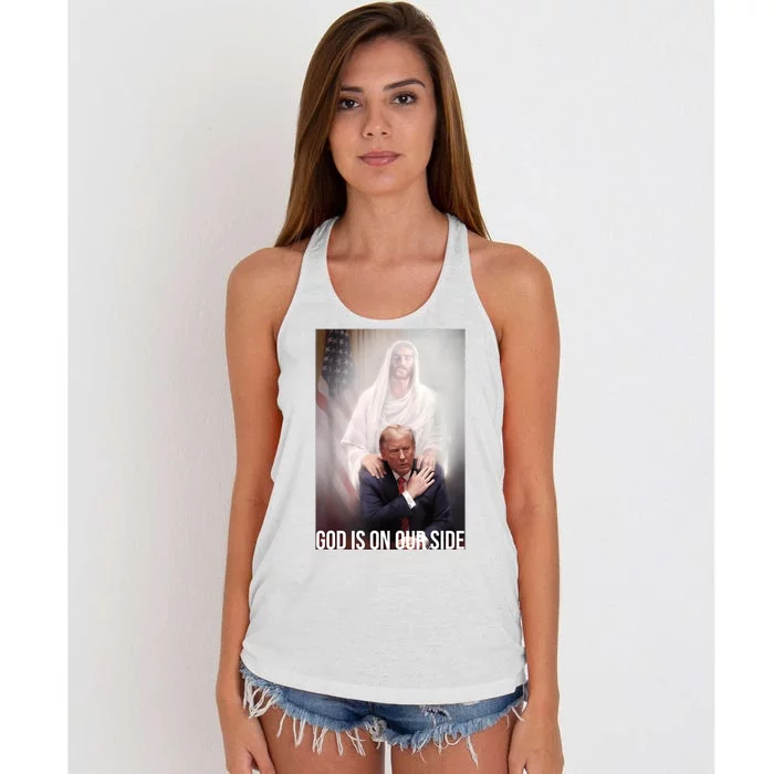 Trump God Is On Our Side Jesus Women's Knotted Racerback Tank