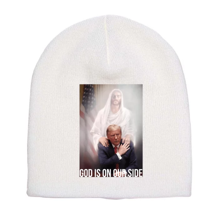 Trump God Is On Our Side Jesus Short Acrylic Beanie