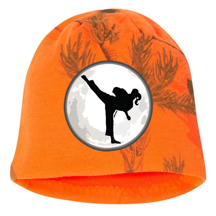 Taekwondo Girl In The Moon Tee Kati - Camo Knit Beanie