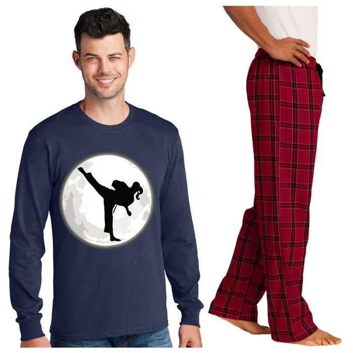 Taekwondo Girl In The Moon Tee Long Sleeve Pajama Set