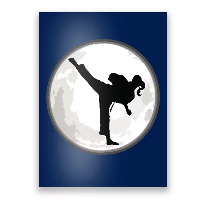 Taekwondo Girl In The Moon Tee Poster