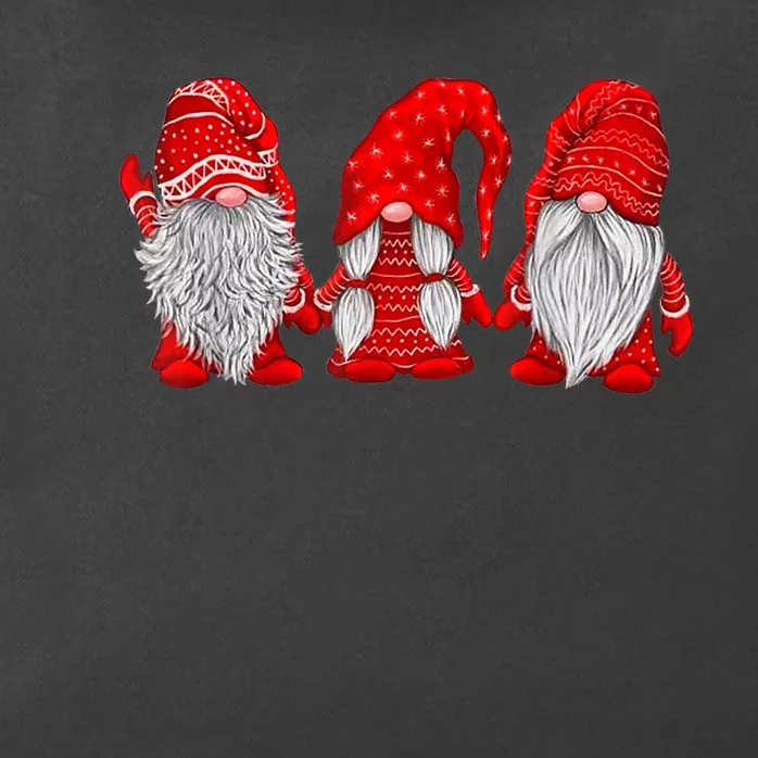 Three Gnomes In Red Costume Christmas Hanging With Gnomes TShirt Zip Tote Bag