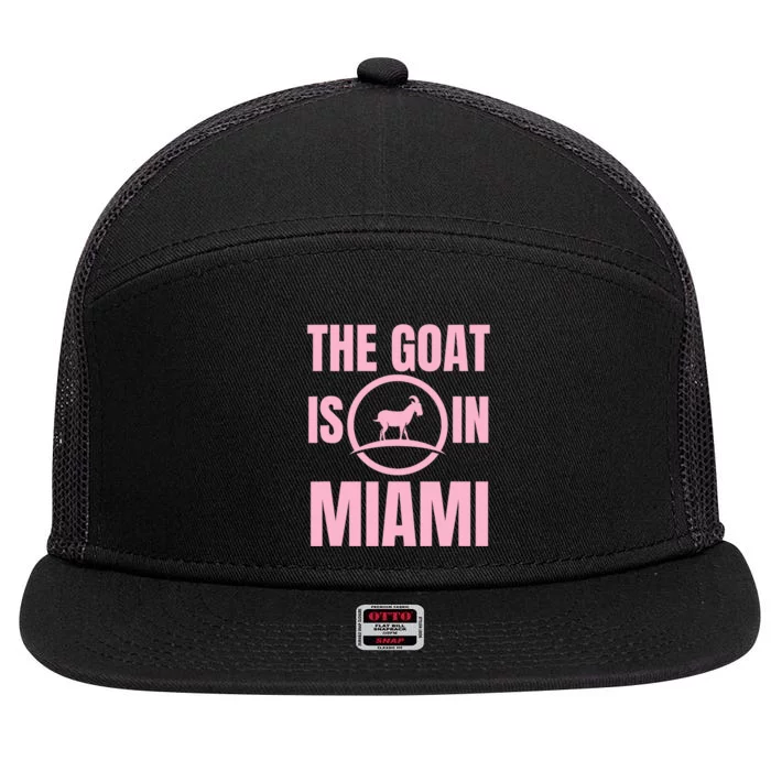 The Goat Is In Miami Funny 7 Panel Mesh Trucker Snapback Hat