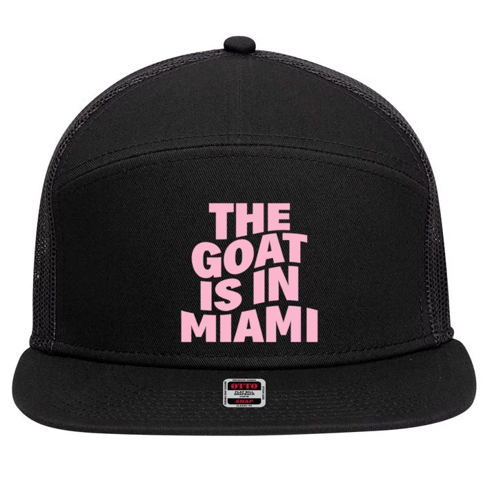 The Goat Is In Miami Funny 7 Panel Mesh Trucker Snapback Hat