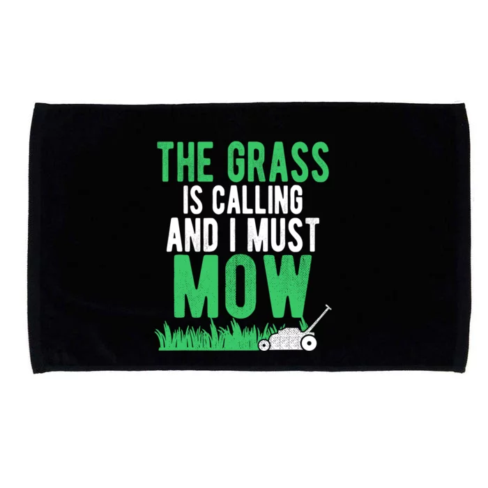 The Grass Is Calling And I Must Mow | Funny Lawn Landscaping Microfiber Hand Towel