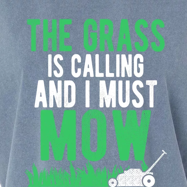 The Grass Is Calling And I Must Mow | Funny Lawn Landscaping Garment-Dyed Women's Muscle Tee