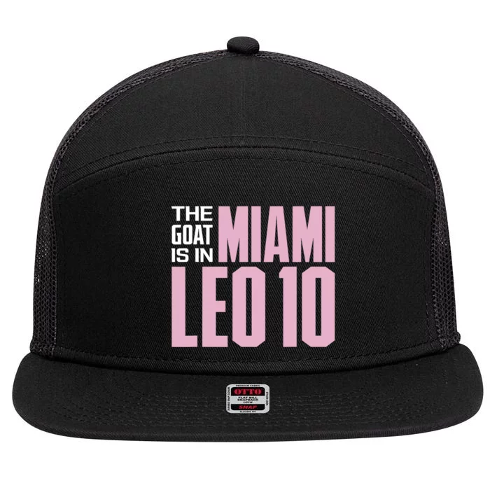 The GOAT Is In Miami Leo 10 7 Panel Mesh Trucker Snapback Hat