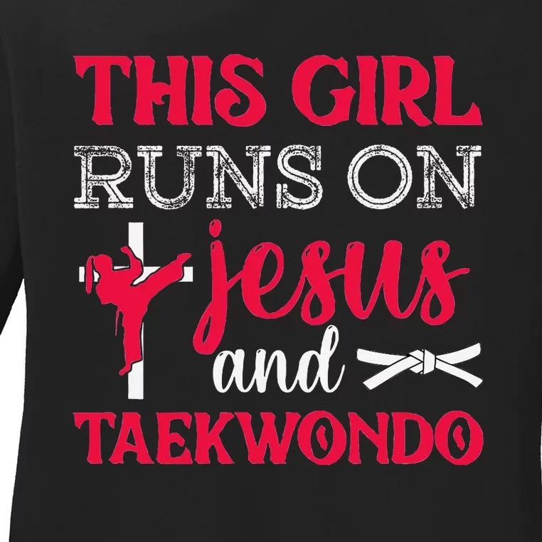 This Girl Jesus Taekwondo Woman Religion Karate Ladies Long Sleeve Shirt