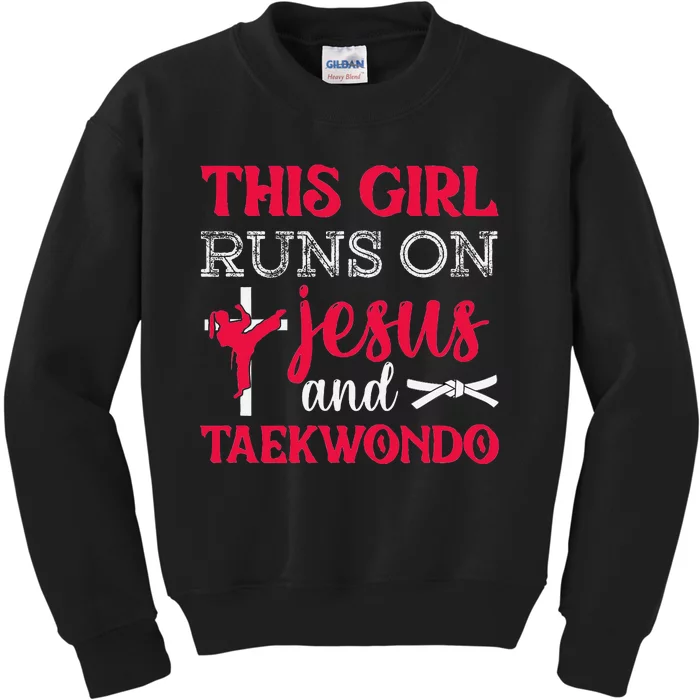 This Girl Jesus Taekwondo Woman Religion Karate Kids Sweatshirt