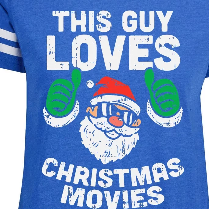 This Guy Loves Christmas Movies Santa Matching Xmas Gift Enza Ladies Jersey Football T-Shirt